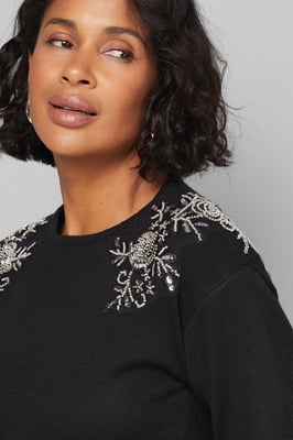 Embellished V Neck Jumper