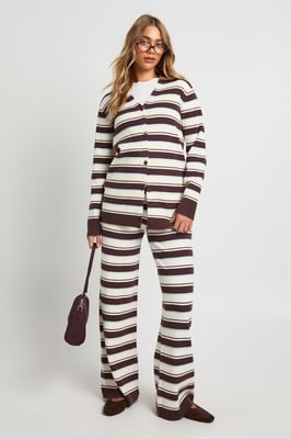 Super Soft Rib Knitted Boyfriend Cardigan and Wide Leg Trouser Co-Ord