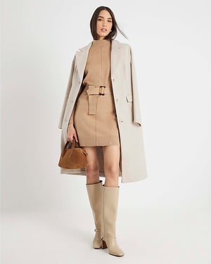 River Island Womens Jumper Dress Brown Belted