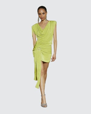 River Island Womens Mini Dress Green Embellished Drape Trim