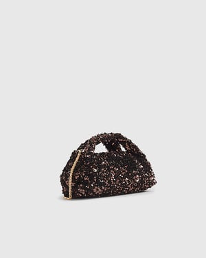 River Island Womens Clutch Bag Brown Sequin