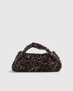River Island Womens Clutch Bag Brown Sequin