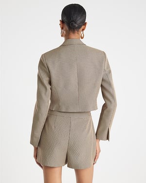 River Island Womens Blazer Brown Dogtooth Cropped