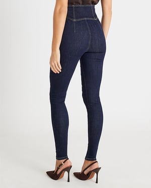 River Island Womens Skinny Jeans Blue Corset Denim Fabric