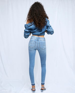 River Island Womens Skinny Jeans Blue Mid Rise Sculpt