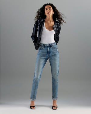 River Island Womens Mom Jeans Blue Sculpt Denim Fabric