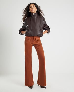 River Island Womens Bootcut Jeans Orange Corduroy Relaxed Flared