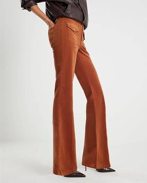 River Island Womens Bootcut Jeans Orange Corduroy Relaxed Flared