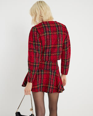 River Island Womens Jacket Red Tartan Boucle