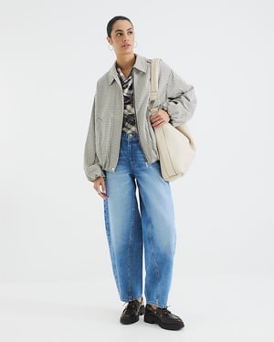 River Island Womens Barrel Leg Jeans Blue Elasticated