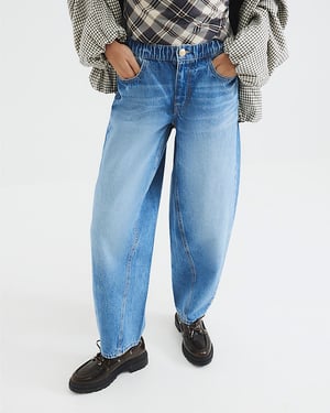 River Island Womens Barrel Leg Jeans Blue Elasticated