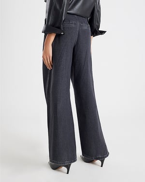 River Island Womens Wide Leg Jeans Grey Corset Button Up