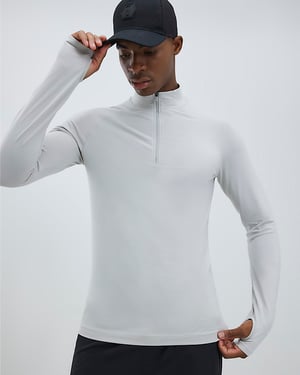 River Island Mens Funnel Top Grey Quarter Zip