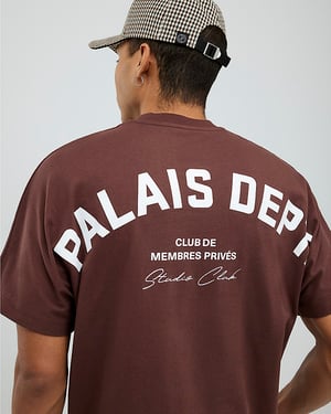 River Island Mens T-Shirt Brown Oversized Fit Palais Dept