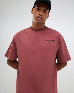 River Island Mens T-Shirt Red Oversized Fit Palais Dept