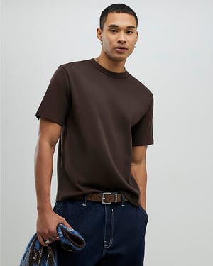 River Island Mens T-Shirt Brown Regular Fit