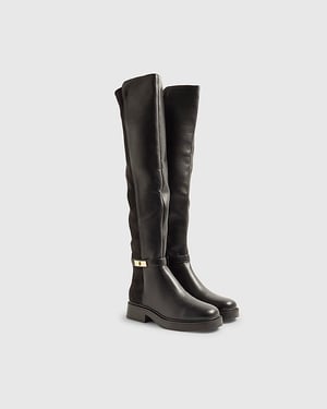 River Island Womens Over The Knee Boots Black Wide Fit Riding