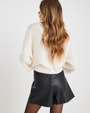 River Island Womens Skort Black Faux Leather Asymmetric