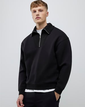 River Island Mens Sweatshirt Black Regular Fit Ribbed
