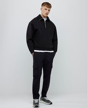 River Island Mens Sweatshirt Black Regular Fit Ribbed
