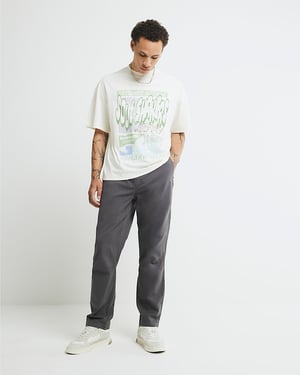 River Island Mens Joggers Grey Regular Fit Pull On