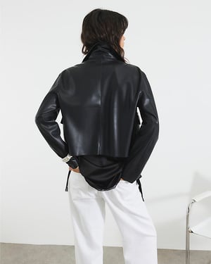 River Island Womens Jacket Black Faux Leather Button Through