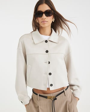 River Island Womens Overshirt Stone Faux Suede