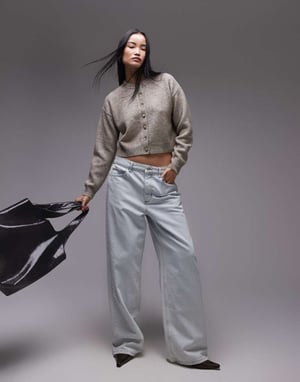 Topshop stickad ultimata mikrokardigan i havre