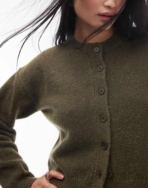Topshop stickad ultimate mikrotröja i khaki
