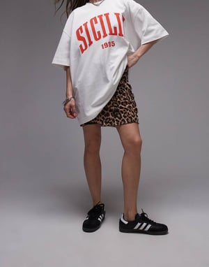 Topshop crinklad minikjol i leopardmönster