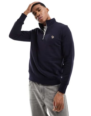 PS Paul Smith zebraikon logga halvdraget sweatshirt i marinblått