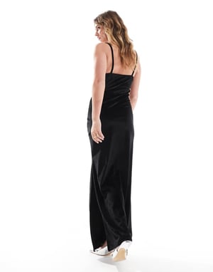 Miss Selfridge sammet maxi klänning med spetsdetalj