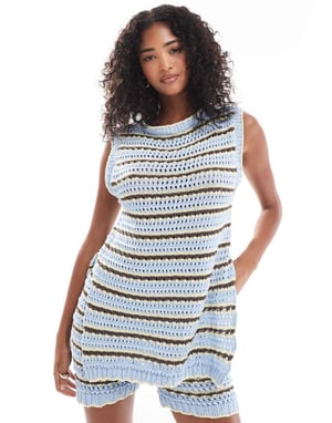ASOS DESIGN stickad randig tanktop i citron