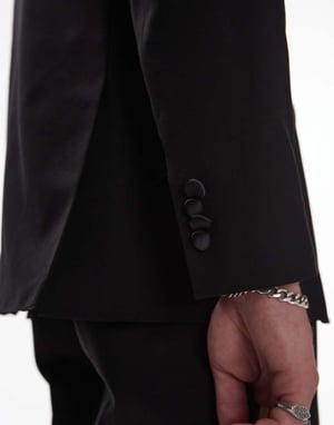 Topman premium boxig ullmix sjal-tuxedojacka i svart