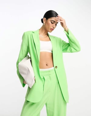 ASOS DESIGN slim fit kavaj med lin i grön