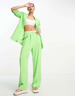 ASOS DESIGN slim fit kavaj med lin i grön