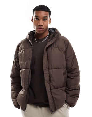 ONLY & SONS oversized huvjacka i brun färg