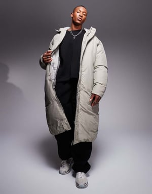 ASOS DESIGN oversized puffer-jacka med huva och snörningar i stenyta