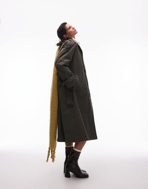 Topshop 2i1-liner trench coat i mörkgrön