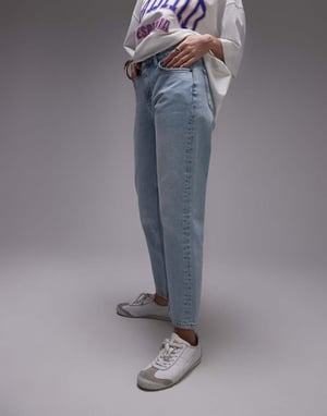 Topshop mid rise rak beskuren jeans i sommarblek