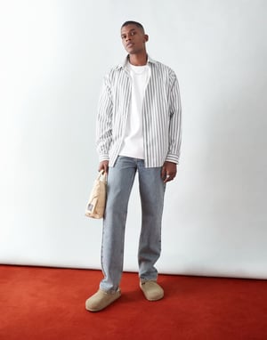 Topman raka jeans i tvättad blekt blå