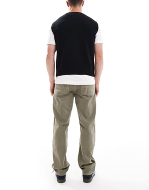ONLY & SONS Edge raka passform cord carpenter jeans i vintage grön tvätt