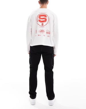 ONLY & SONS Edge rak passform verktygsfickjeans med kontrastsöm i svart