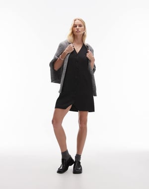 Topshop västklänning i svart och vitt randigt jacquard