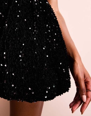 ASOS LUXE bubbelkjol mini-klänning i svart paljetter