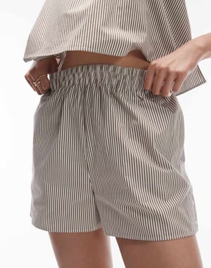 Topshop koord randig bomullsshorts i grönt