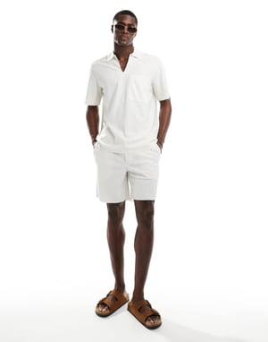 ONLY & SONS plisserad krage polo-set sand