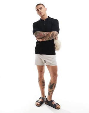 ONLY & SONS öppen stickad polo i svart