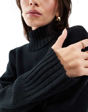 ASOS DESIGN kortärmad rullkrage tröja i svart