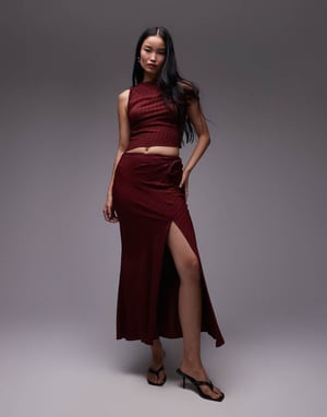 Topshop koord twist maxikjol i bordeaux